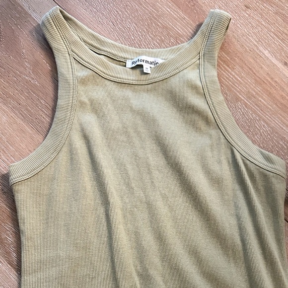 NWOT Reformation Loretta Rib Cotton Tank Dress in Celery Size M - Picture 11 of 14